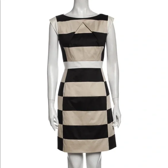 karen millen striped bodycon dress KAREN MILLEN BLACK & WHITE STRIPED KNIT DRESS SIZE 1 UK 8/10  Whispers  Dress Agency